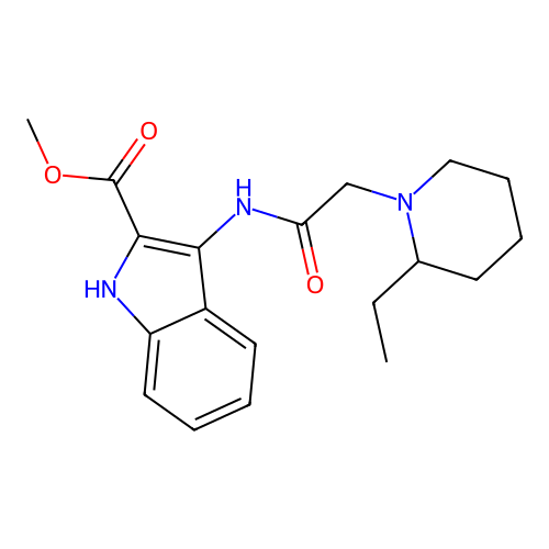 methyl 3-{[(2-ethylpiperidin-1-yl)acetyl]amino}-1H-indole-2-carboxylate structure