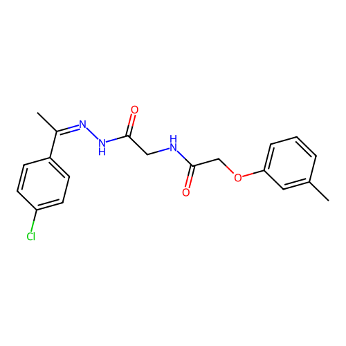 (Z)-N-(2-(2-(1-(4-chlorophenyl)ethylidene)hydrazinyl)-2-oxoethyl)-2-(m-tolyloxy)acetamide structure