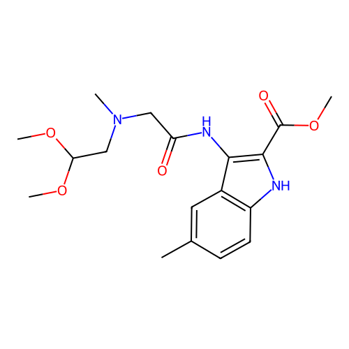 methyl 3-(2-((2,2-dimethoxyethyl)(methyl)amino)acetamido)-5-methyl-1H-indole-2-carboxylate structure