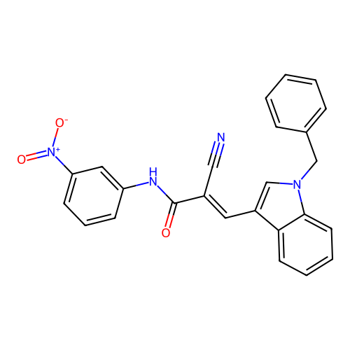 (2E)-3-(1-benzyl-1H-indol-3-yl)-2-cyano-N-(3-nitrophenyl)prop-2-enamide structure