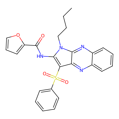 N-(1-butyl-3-(phenylsulfonyl)-1H-pyrrolo[2,3-b]quinoxalin-2-yl)furan-2-carboxamide structure