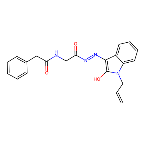 (Z)-N-(2-(2-(1-allyl-2-oxoindolin-3-ylidene)hydrazinyl)-2-oxoethyl)-2-phenylacetamide structure