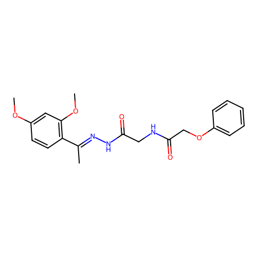 (E)-N-(2-(2-(1-(2,4-dimethoxyphenyl)ethylidene)hydrazinyl)-2-oxoethyl)-2-phenoxyacetamide structure