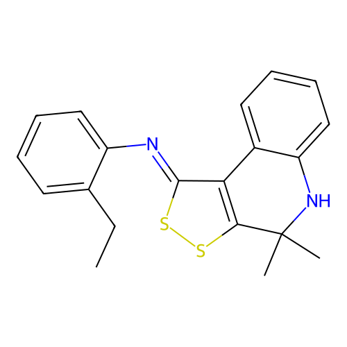 (Z)-N-(4,4-dimethyl-4,5-dihydro-1H-[1,2]dithiolo[3,4-c]quinolin-1-ylidene)-2-ethylaniline structure