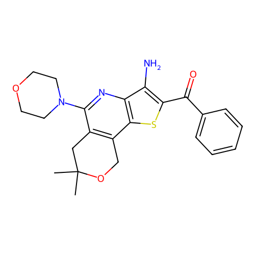 (3-amino-7,7-dimethyl-5-morpholino-7,9-dihydro-6H-pyrano[3,4-d]thieno[3,2-b]pyridin-2-yl)(phenyl)methanone structure