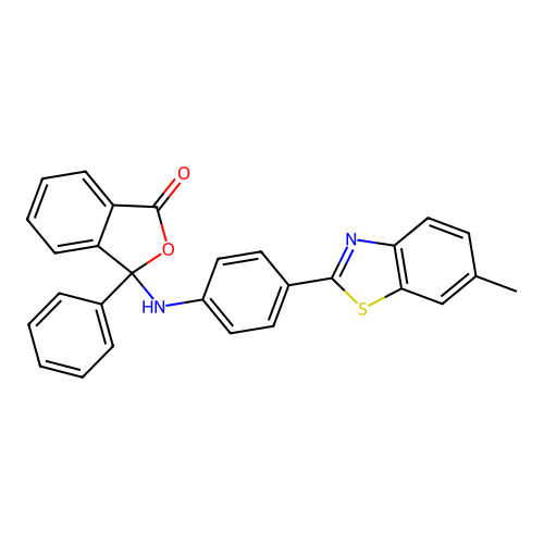 3-((4-(6-methylbenzo[d]thiazol-2-yl)phenyl)amino)-3-phenylisobenzofuran-1(3H)-one structure