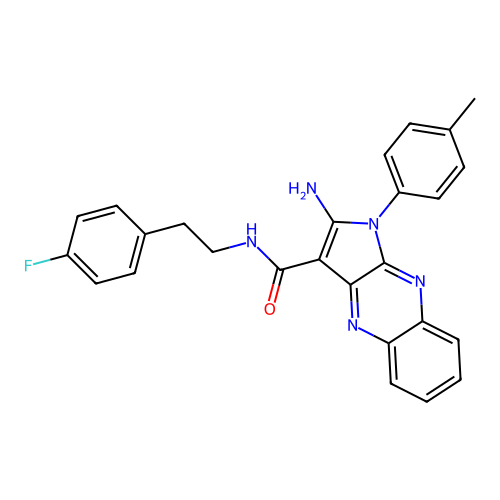 2-amino-N-(4-fluorophenethyl)-1-(p-tolyl)-1H-pyrrolo[2,3-b]quinoxaline-3-carboxamide structure