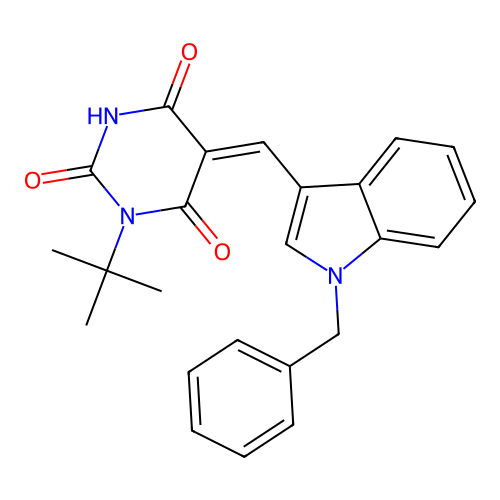 (5Z)-5-[(1-benzylindol-3-yl)methylidene]-1-tert-butyl-1,3-diazinane-2,4,6-trione structure