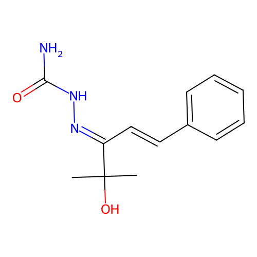 (2E)-2-[(1E)-4-hydroxy-4-methyl-1-phenylpent-1-en-3-ylidene]hydrazinecarboxamide structure