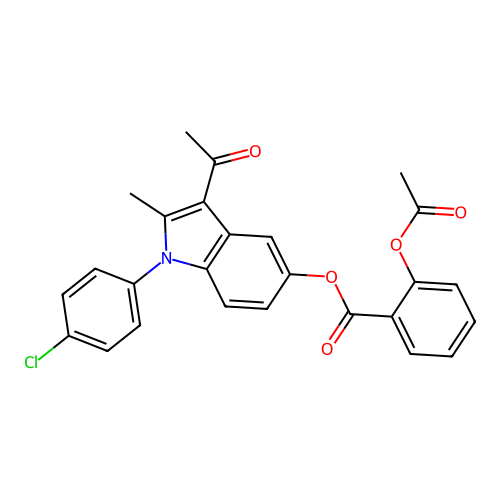 3-acetyl-1-(4-chlorophenyl)-2-methyl-1H-indol-5-yl 2-(acetyloxy)benzoate structure