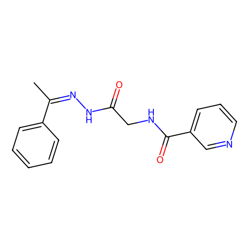 (Z)-N-(2-oxo-2-(2-(1-phenylethylidene)hydrazinyl)ethyl)nicotinamide structure