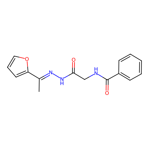 (E)-N-(2-(2-(1-(furan-2-yl)ethylidene)hydrazinyl)-2-oxoethyl)benzamide structure