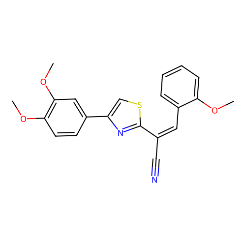 (2Z)-2-[4-(3,4-dimethoxyphenyl)-1,3-thiazol-2-yl]-3-(2-methoxyphenyl)prop-2-enenitrile structure