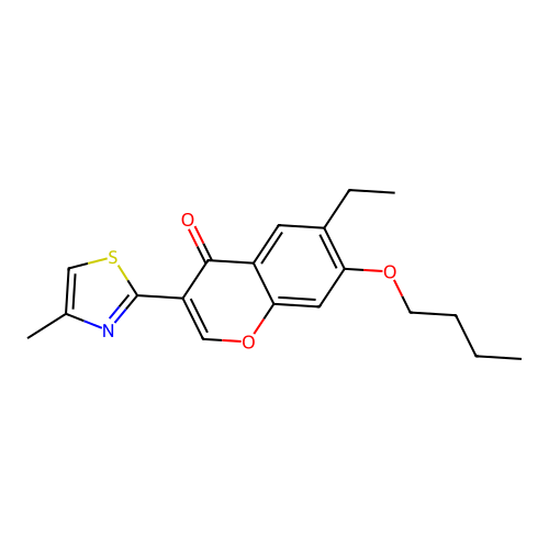 7-butoxy-6-ethyl-3-(4-methyl-1,3-thiazol-2-yl)-4H-chromen-4-one structure