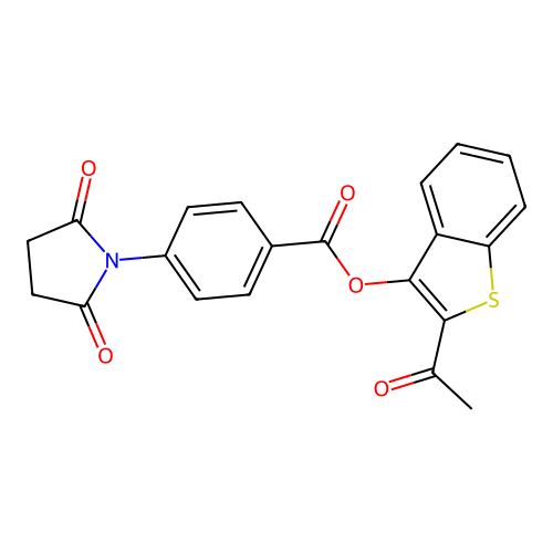 2-Acetyl-1-benzothiophen-3-yl 4-(2,5-dioxopyrrolidin-1-yl)benzoate structure