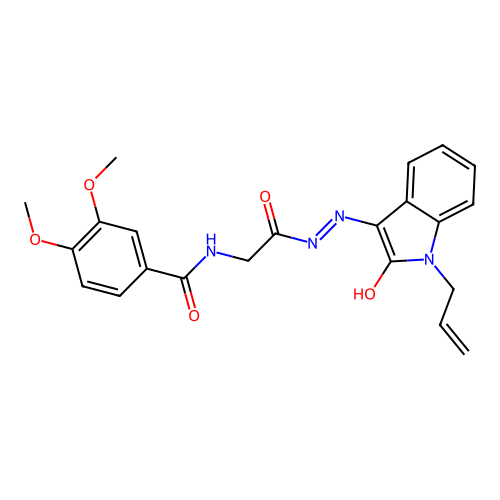 (E)-N-(2-(2-(1-allyl-2-oxoindolin-3-ylidene)hydrazinyl)-2-oxoethyl)-3,4-dimethoxybenzamide structure