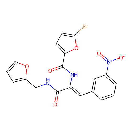 5-bromo-N-[1-(2-furylmethylcarbamoyl)-2-(3-nitrophenyl)ethenyl]furan-2-carboxamide structure