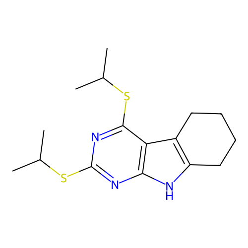 2,4-bis(propan-2-ylsulfanyl)-6,7,8,9-tetrahydro-5H-pyrimido[4,5-b]indole structure