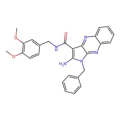 2-amino-1-benzyl-N-(3,4-dimethoxybenzyl)-1H-pyrrolo[2,3-b]quinoxaline-3-carboxamide structure