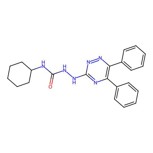 N-cyclohexyl-2-(5,6-diphenyl-1,2,4-triazin-3-yl)hydrazinecarboxamide structure