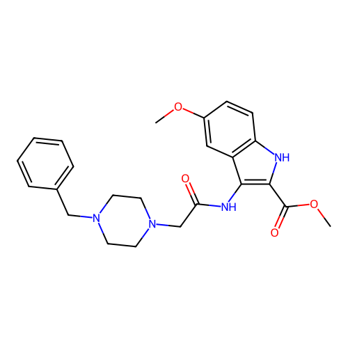 Methyl 3-[[2-(4-benzylpiperazin-1-yl)acetyl]amino]-5-methoxy-1H-indole-2-carboxylate structure