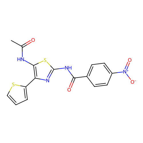 N-(5-Acetylamino-4-thiophen-2-yl-thiazol-2-yl)-4-nitro-benzamide structure