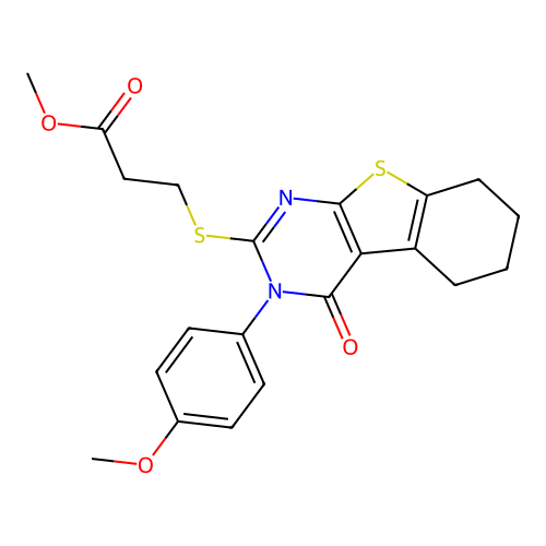 methyl 3-((3-(4-methoxyphenyl)-4-oxo-3,4,5,6,7,8-hexahydrobenzo[4,5]thieno[2,3-d]pyrimidin-2-yl)thio)propanoate structure