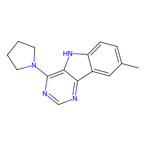 8-methyl-4-(pyrrolidin-1-yl)-5H-pyrimido[5,4-b]indole structure