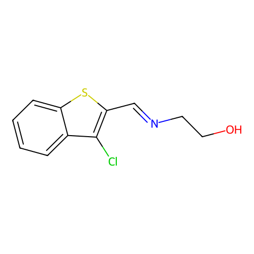 (E)-2-(((3-chlorobenzo[b]thiophen-2-yl)methylene)amino)ethanol structure
