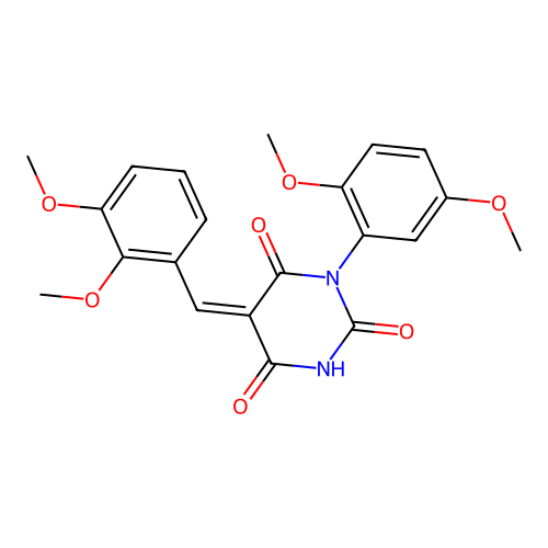 (5Z)-1-(2,5-dimethoxyphenyl)-5-[(2,3-dimethoxyphenyl)methylidene]-1,3-diazinane-2,4,6-trione structure
