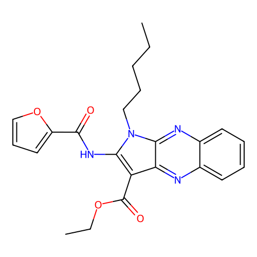 Ethyl 2-(furan-2-carbonylamino)-1-pentylpyrrolo[3,2-b]quinoxaline-3-carboxylate structure