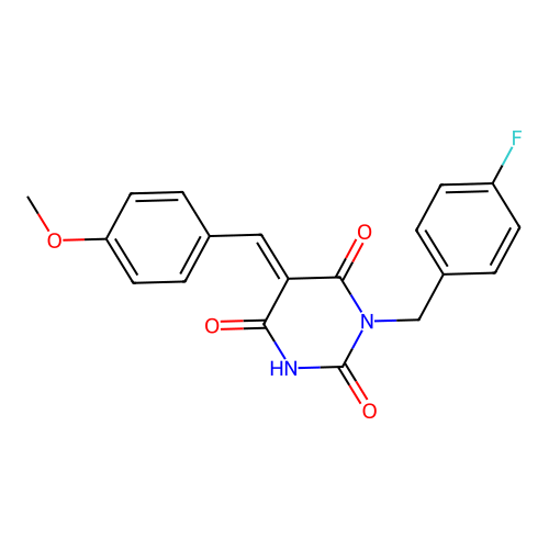 (5E)-1-(4-fluorobenzyl)-2-hydroxy-5-(4-methoxybenzylidene)pyrimidine-4,6(1H,5H)-dione structure