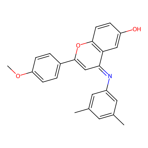 (4Z)-4-[(3,5-dimethylphenyl)imino]-2-(4-methoxyphenyl)-4H-chromen-6-ol structure