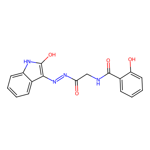 (E)-2-hydroxy-N-(2-oxo-2-(2-(2-oxoindolin-3-ylidene)hydrazinyl)ethyl)benzamide structure
