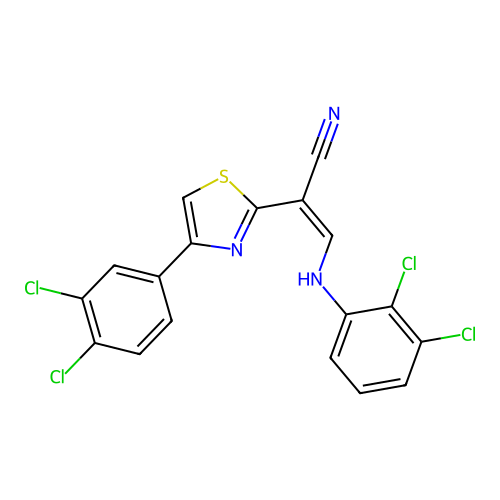 (Z)-3-((2,3-dichlorophenyl)amino)-2-(4-(3,4-dichlorophenyl)thiazol-2-yl)acrylonitrile structure