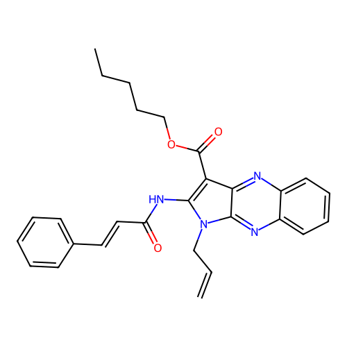 pentyl 1-allyl-2-cinnamamido-1H-pyrrolo[2,3-b]quinoxaline-3-carboxylate structure