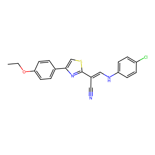 (2E)-3-[(4-chlorophenyl)amino]-2-[4-(4-ethoxyphenyl)-1,3-thiazol-2-yl]prop-2-enenitrile structure