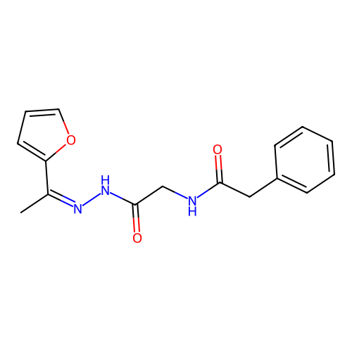 N-[1-Furan-2-yl-eth-(Z)-ylidene-hydrazinocarbonylmethyl]-2-phenyl-acetamide structure