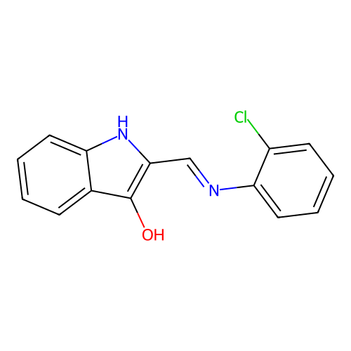 (2Z)-2-[(2-chloroanilino)methylidene]-1H-indol-3-one structure