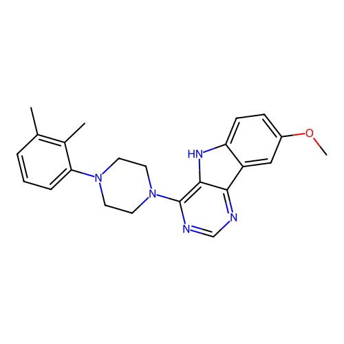 4-[4-(2,3-dimethylphenyl)piperazin-1-yl]-8-methoxy-5H-pyrimido[5,4-b]indole structure