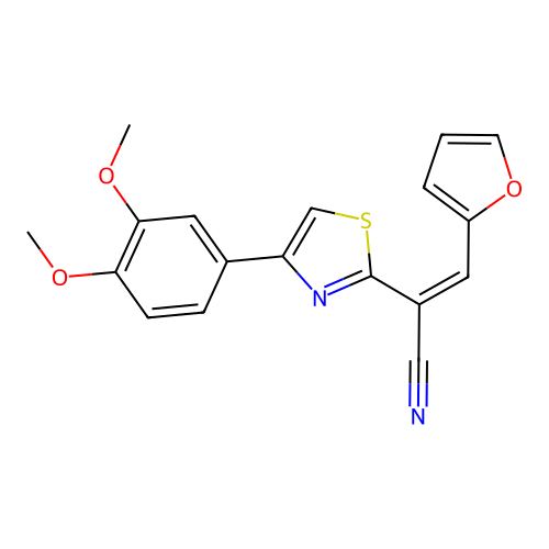 (Z)-2-(4-(3,4-dimethoxyphenyl)thiazol-2-yl)-3-(furan-2-yl)acrylonitrile structure