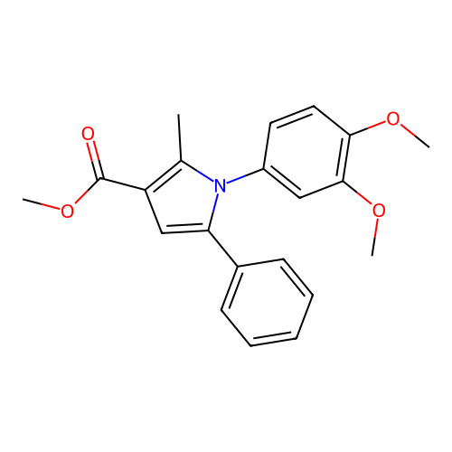methyl 1-(3,4-dimethoxyphenyl)-2-methyl-5-phenyl-1H-pyrrole-3-carboxylate structure