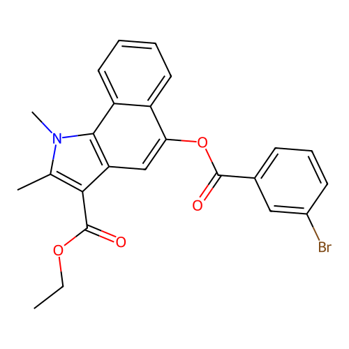ethyl 5-(3-bromobenzoyl)oxy-1,2-dimethylbenzo[g]indole-3-carboxylate structure