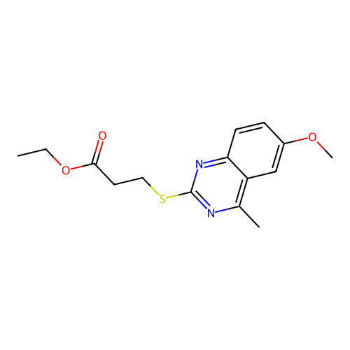 3-(6-Methoxy-4-methyl-quinazolin-2-ylsulfanyl)-propionic acid ethyl ester structure