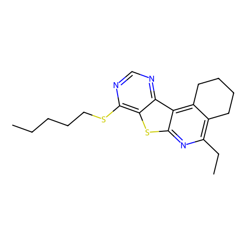 5-ethyl-8-(pentylthio)-1,2,3,4-tetrahydropyrimido[4',5':4,5]thieno[2,3-c]isoquinoline structure