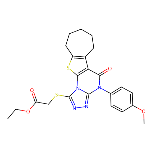 ethyl {[4-(4-methoxyphenyl)-5-oxo-4,5,7,8,9,10-hexahydro-6H-cyclohepta[4,5]thieno[3,2-e][1,2,4]triazolo[4,3-a]pyrimidin-1-yl]sulfanyl}acetate structure