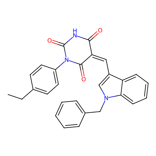(5Z)-5-[(1-benzylindol-3-yl)methylidene]-1-(4-ethylphenyl)-1,3-diazinane-2,4,6-trione structure