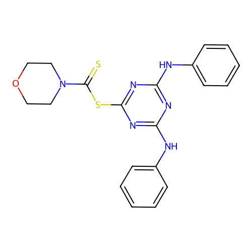 4,6-Bis(phenylamino)-1,3,5-triazin-2-yl morpholine-4-carbodithioate structure
