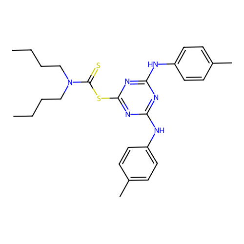 4,6-Bis[(4-methylphenyl)amino]-1,3,5-triazin-2-yl dibutylcarbamodithioate structure