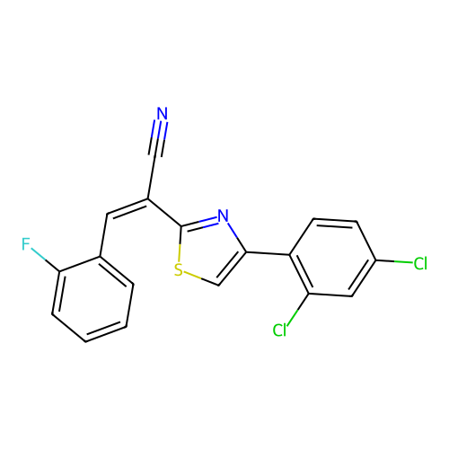 (2Z)-2-[4-(2,4-dichlorophenyl)-1,3-thiazol-2-yl]-3-(2-fluorophenyl)prop-2-enenitrile structure